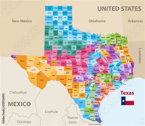 Vector Map Of Texass Congressional Districts High Detailed Political