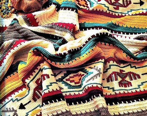 Crochet Navajo Afghan Pattern Kc0014 Intermediate Skill Etsy Afghan