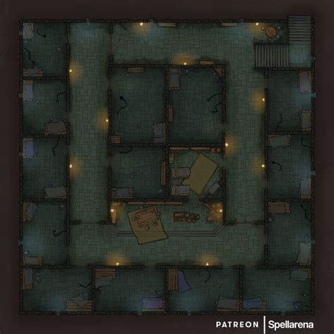 Fortress Prison 30x30 Battlemaps Dungeon Maps Dnd World Map