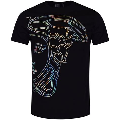 Versace Collection Black Large Half Medusa Logo T Shirt Men From