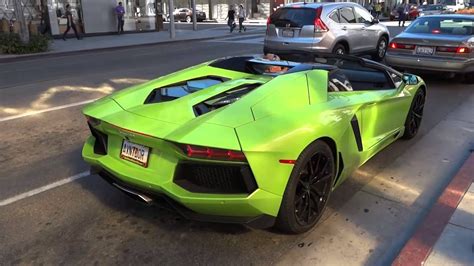 Green Lamborghini Aventador Roadster