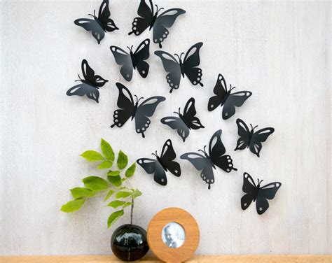 Butterfly Wall Art Pop Up Black Butterflies 3d Wall Decor Etsy
