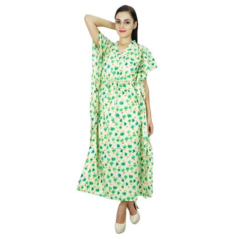 Bimba Women Long Cotton Kaftan Bohemian Nightgown Floral Maxi Caftan