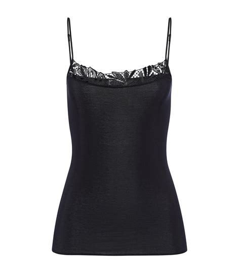 Hanro Black Cotton Lace Camisole Harrods Uk