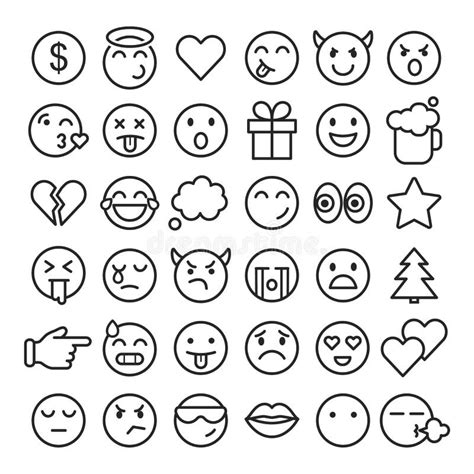 Emoji Line Set Stock Illustrations 7963 Emoji Line Set Stock