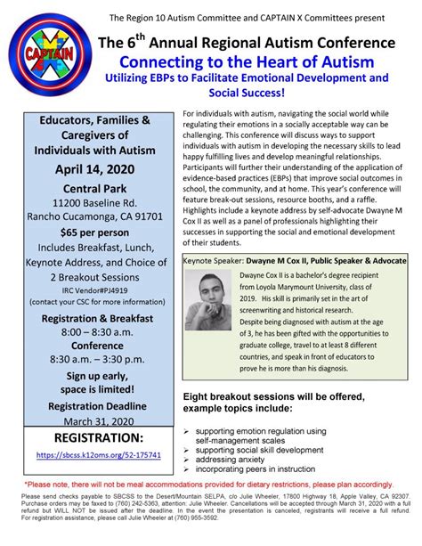 6th Annual Regional Autism Conference 2020 Inland Regional Center