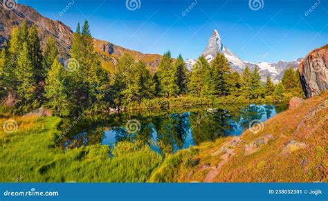 Exciting Morning Scene Of Grindjisee Lake Stock Image Image Of Lake