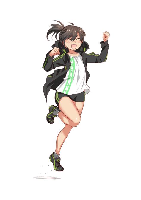 Safebooru 1girl D Bike Shorts Brown Hair Closed Eyes Eyebrows