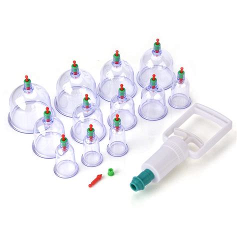 Buy 12 Cups With Pump Vacuum Cupping Massage Islamic Hijama Nabawi Suction Therapy Online At