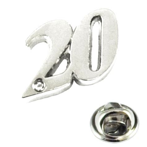 Number 20 20th Wedding Anniversary Lapel Pin Badge With Crystal From