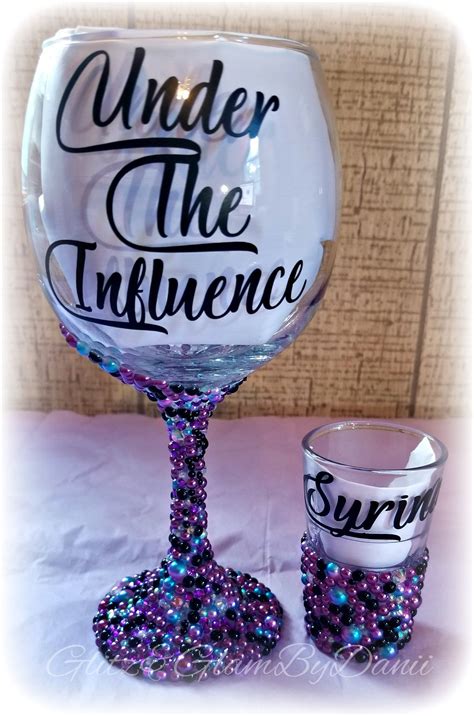 Under The Influence Personalized Wine Glass Birthday Wine Etsy