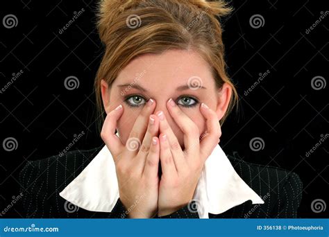 Beautiful Young Business Woman With Hands On Face Stock Photo Image