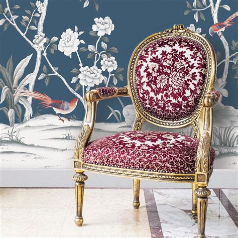 Chinoiserie Lilly Navy Tempaper Designs Chinoiserie Wallpaper