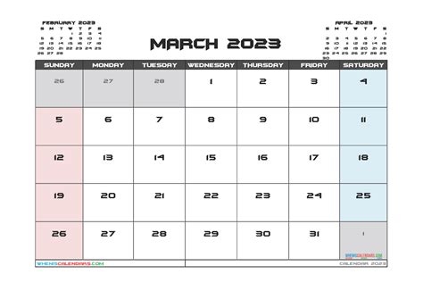 Free Printable March Calendar 2023 Pdf And Image
