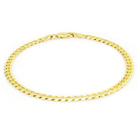 14k Yellow Gold 35mm Women Curb Cuban Chain Link Bracelet Anklet Chain