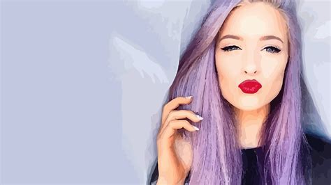 The Girl With Purple Hair Drawing Wallpapers And Images
