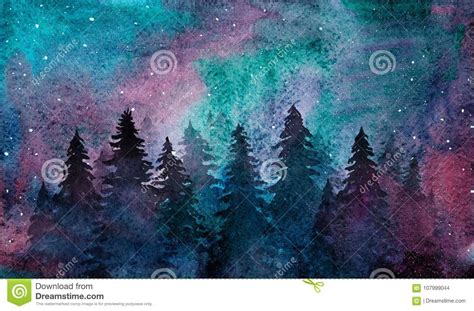 Night Sky With Trees Drawing