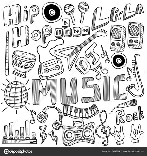 Collage With Musical Instrumentshand Drawing Doodle Stock Vector