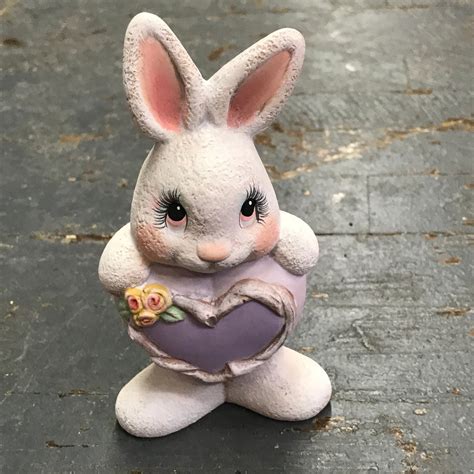Hand Painted Ceramic Bunny Rabbits For Easter Art And Collectibles Figurines And Knick Knacks