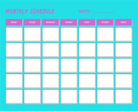 20 Free Monthly Schedule Template Sample Schedule