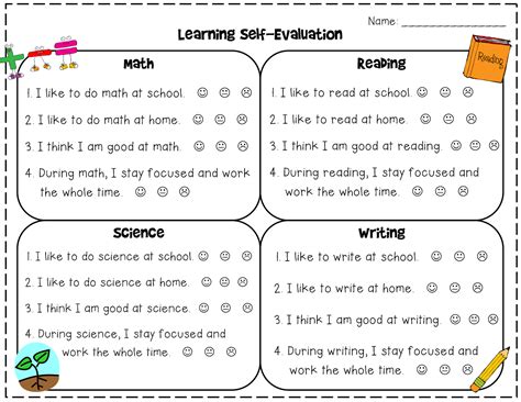 Self Reflection Sheet For Conferences Freebie First Grade Kate