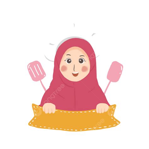 koki kartun muslim yang cantik dengan pita koki muslimah muslimah imut logo makanan png
