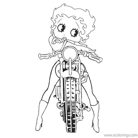 Betty Boop Riding A Motorcycle Coloring Pages