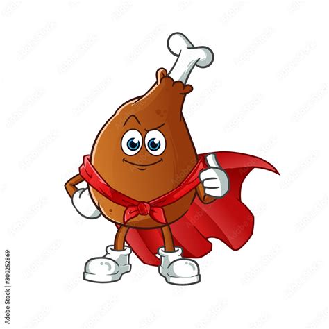 Fried Chicken Super Hero Mascot Vector Cartoon Illustration Stock