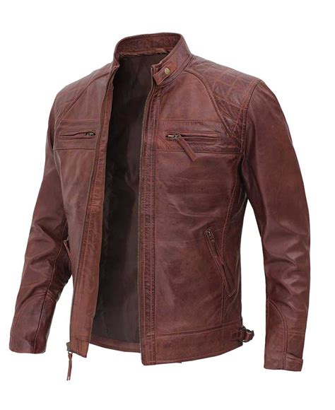 Distressed Brown Leather Jacket For Men Premium Lambskin Leather