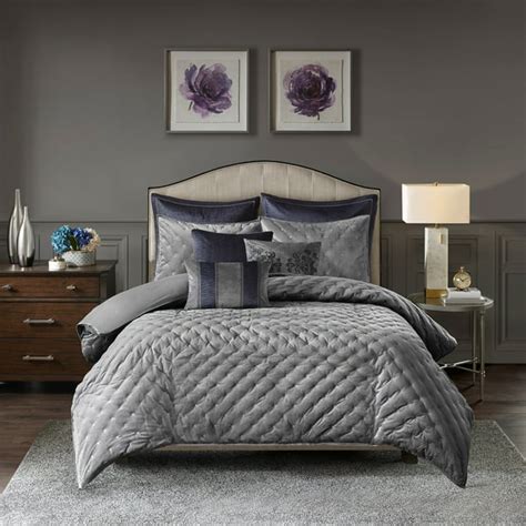 Madison Park Signature Sophisticate Grey Velvet Comforter Set Walmart