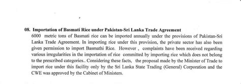 Permission Given To Import 6000 Metric Tons Of Basmati Rice From