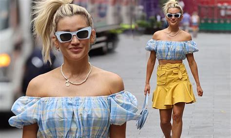 Ashley Roberts Puts On A Leggy Display In Pleated Yellow Mini Skirt