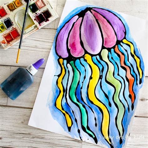 Black Glue Jellyfish Art Arty Crafty Kids