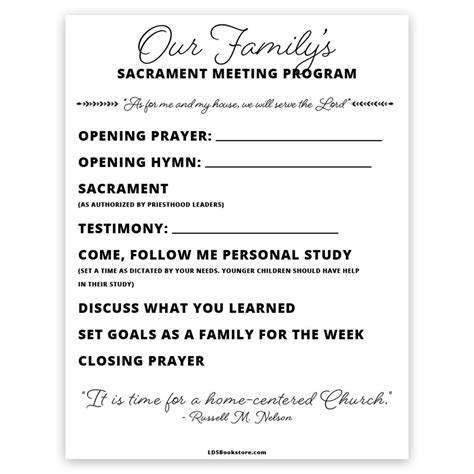 See more ideas about family meeting, family, family night. At-Home Sacrament Meeting Program - Printable in Handouts ...