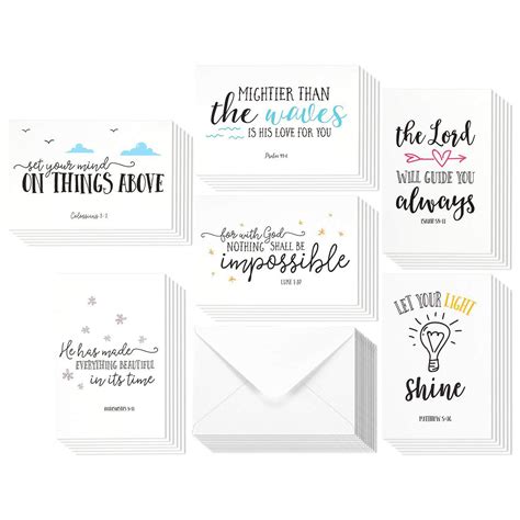 48 Pack Inspirational Bible Verse Quote Greeting Cards Religious