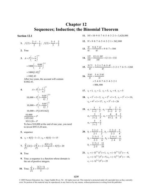chapter 12 sequences induction the binomial theorem