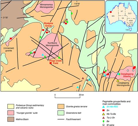 Regional Geological Map Of The Major Mineralised Pegmatite Fields In