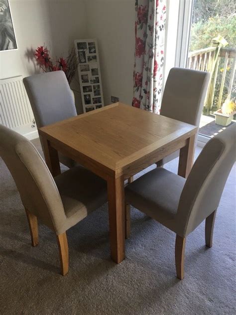 Tables and chair one table and six chairs solid oak wood table material: Small oak extendable dining table and four chairs | in ...