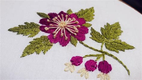 Satin Stitch Embroidery Tutorial Flower Design Youtube