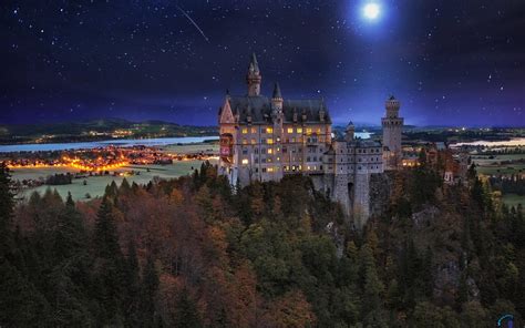 Download Desktop Wallpaper Neuschwanstein Castle Under The Night Sky