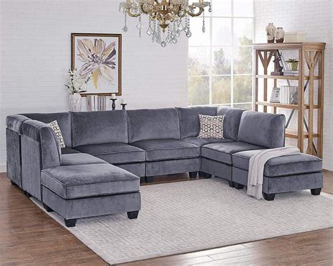 One of the reasons for the trend towards velvet is. Simona Gray Velvet 8Pc Modular Sectional Sofa For Living Room in 2020 (With images) | Modular ...