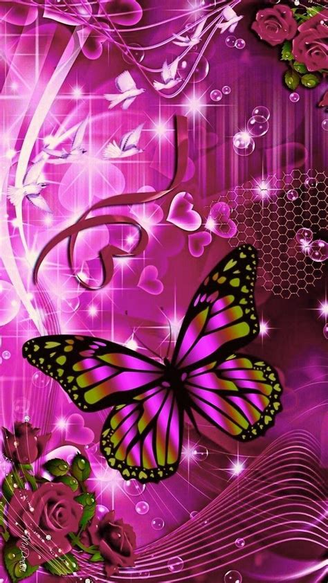 Butterfly With Pink Background Wallpaper Flower Phone Wallpaper