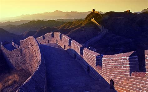 Beautiful Sunset And Great Wall Of Chinese Wallpapers Hd