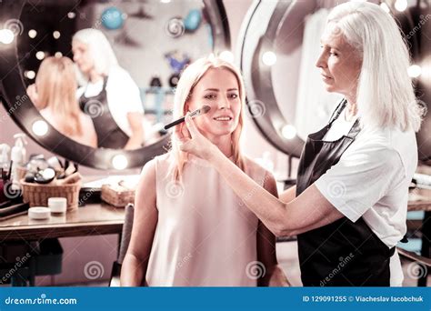 Serious Beautician Being At Workplace Stock Image Image Of Clean