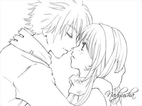 Cute Anime Kissing Coloring Pages