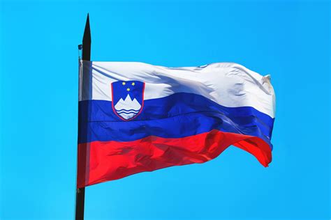 Slovenia Flag Waving 1 Waving Ribbon Or Banner With Flag Of