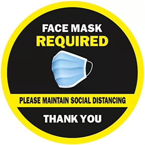 Face Mask Required Decals Stickers 12 Pack 75” Round Self Adhesive Labels 825 Picclick