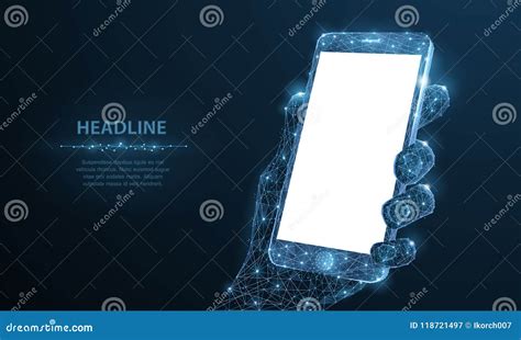 Mobile Phone Abstract Polygonal Wireframe Closeup Mobile Phone With