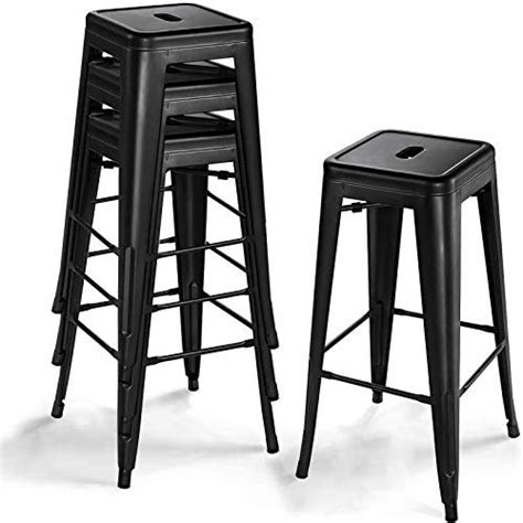 Vitesse 30 Inches Metal Stools Set Of 4 High Backless Indoor Outdoor