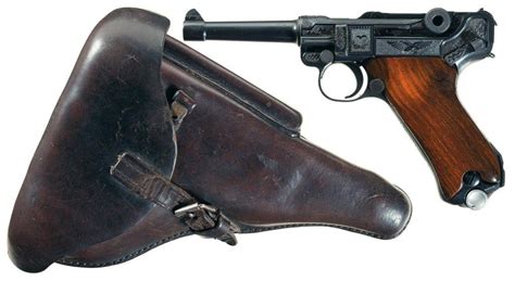 Engraved Luger Semi Automatic Pistol With Holster